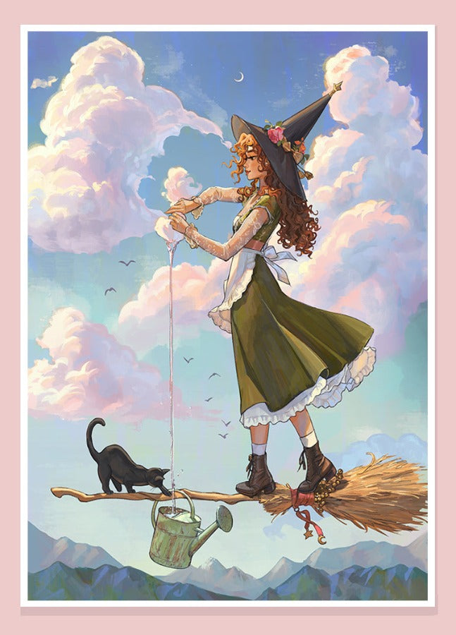 #136 Witch on a broom - print