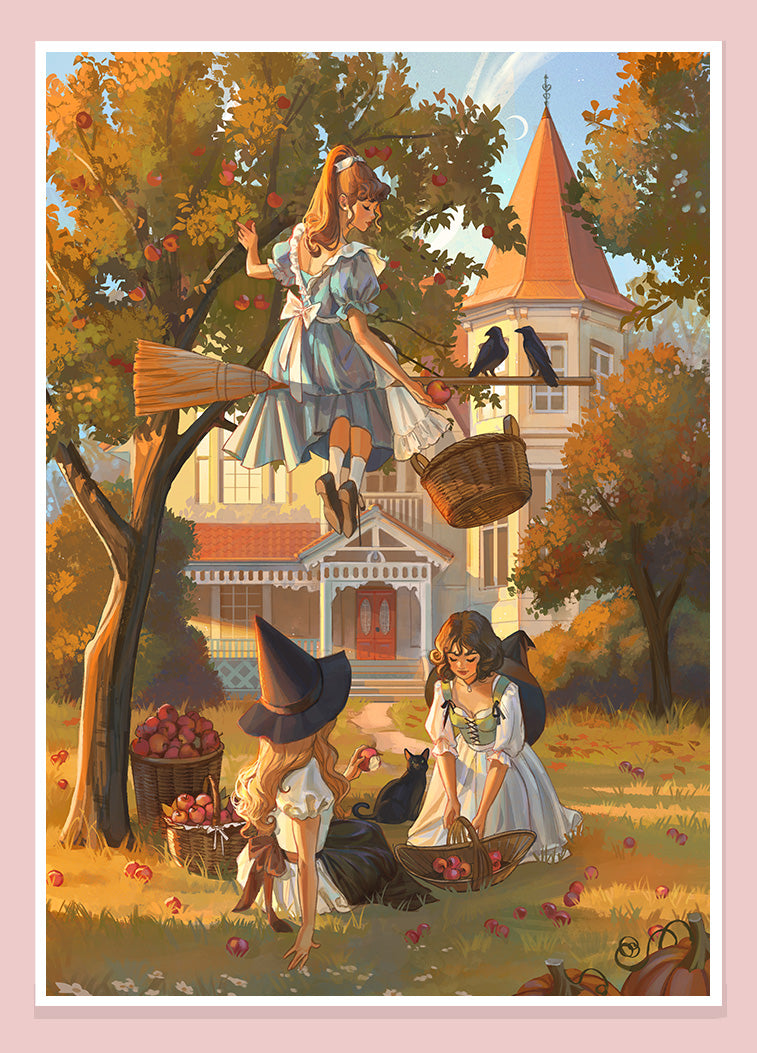 #143 Witches on Apple Picking - print