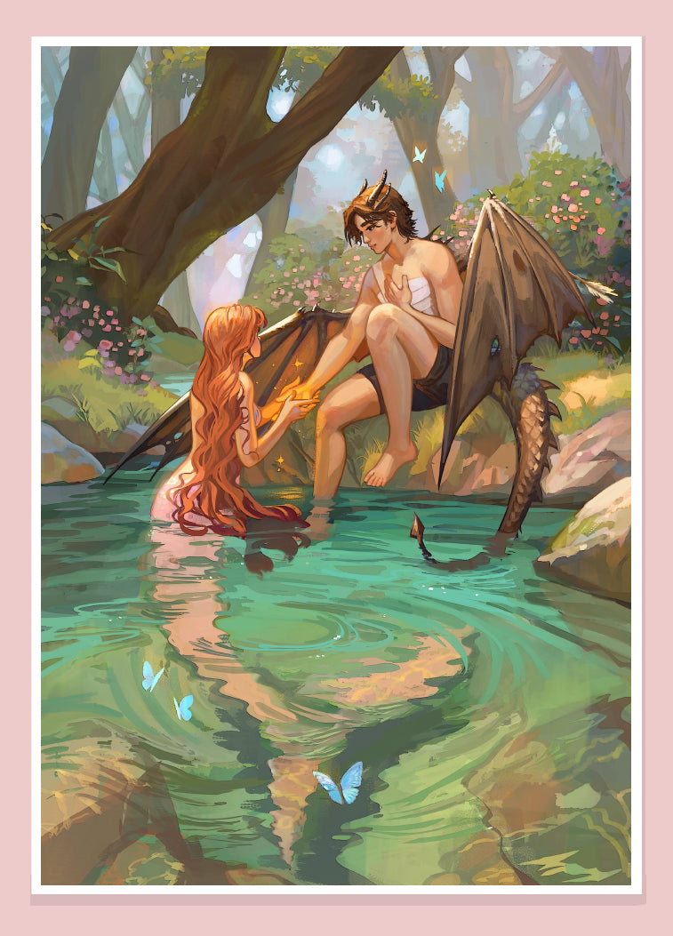 #156 Dragon and a Mermaid - print