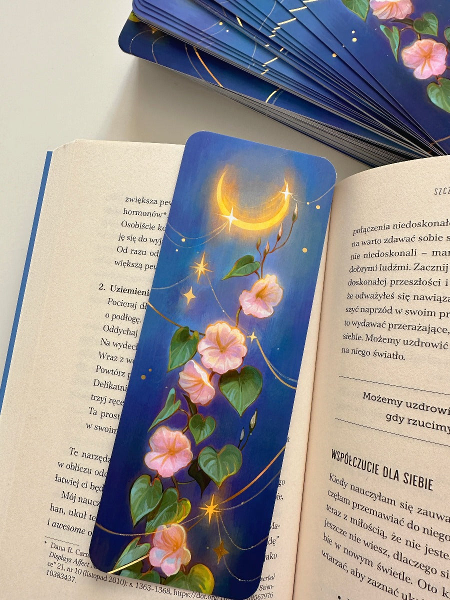Gold details Bookmark: Moon Flower